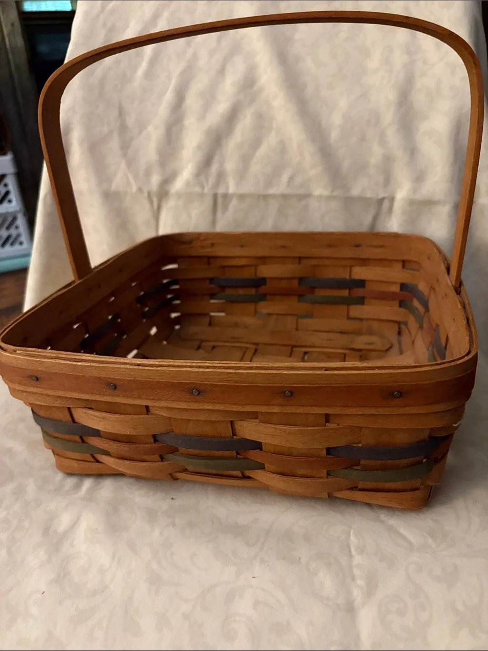 Longaberger 1990 Shades of Autumn Pie Basket (w/stationary handle)